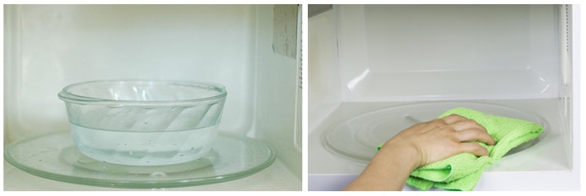 Methods for quick microwave cleaning with proven products